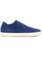 Leather Crown Perforated Lace-up Sneakers - Blue
