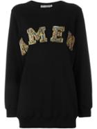 Amen Logo Patch Sweatshirt, Women's, Size: 40, Black, Cotton/glass/metal Other