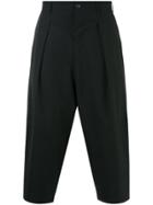 Kazuyuki Kumagai Drop-crotch Cropped Trousers - Black