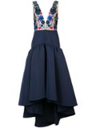 Marchesa Notte - Floral Embroidery & Applique Dress - Women - Polyester - 12, Blue, Polyester