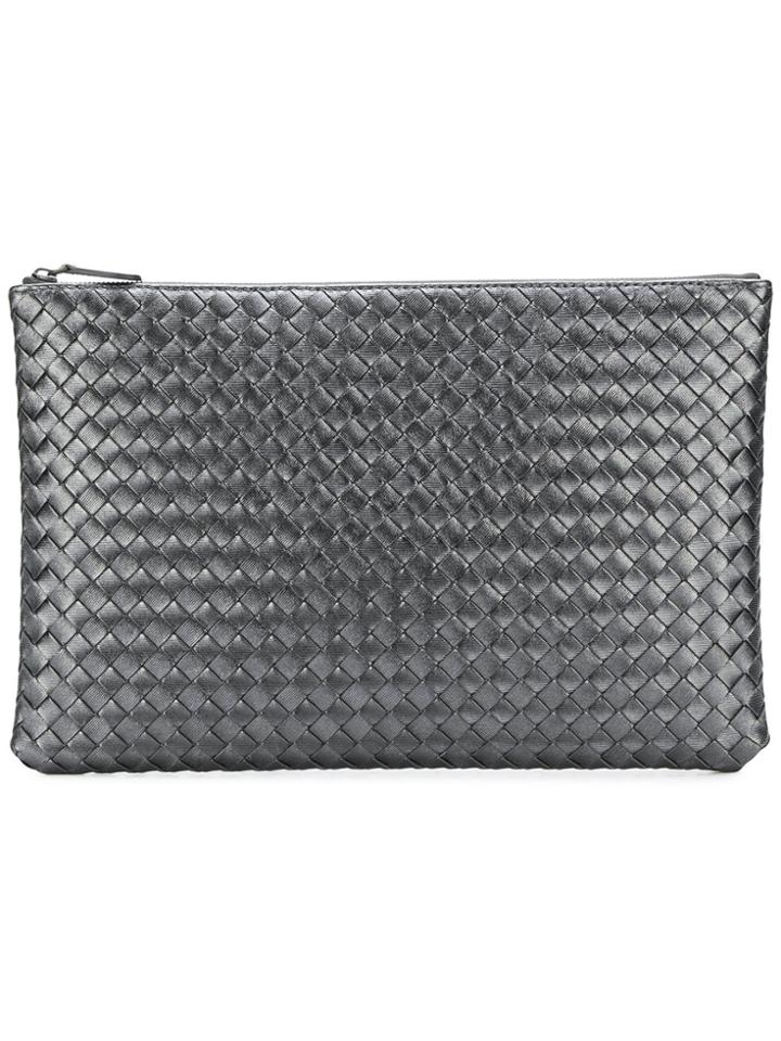 Bottega Veneta Intrecciato Clutch Bag - Grey