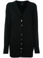 Marc Jacobs Embellished Button Oversized Cardigan, Women's, Size: 10, Black, Wool