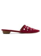 Manolita Suede Mules - Red