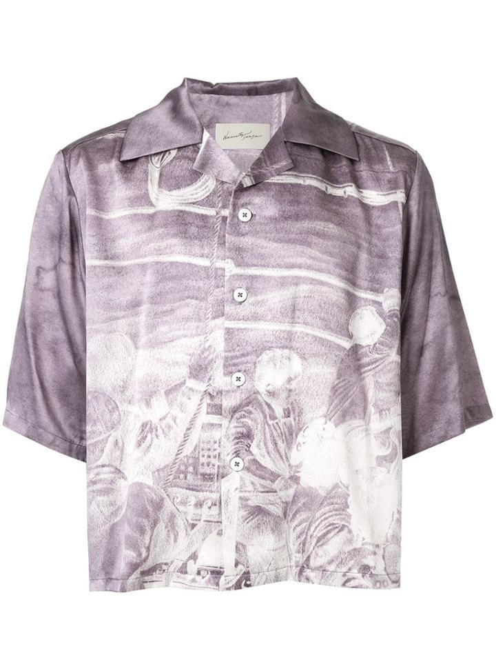 Necessity Sense Cropped Button Shirt - Purple