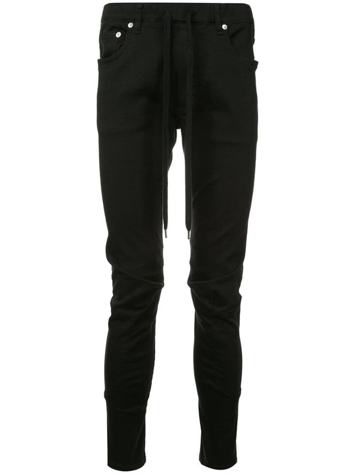 Attachment Drawstring-waist Biker Trousers - Black