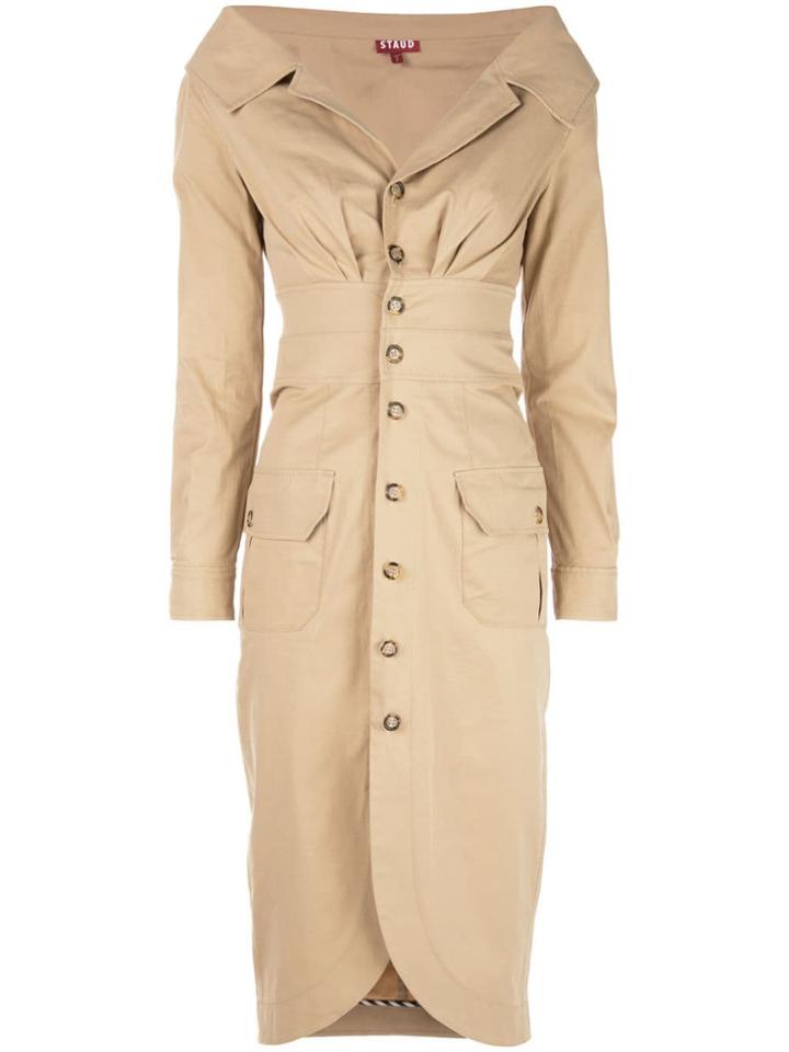 Staud Slim-fit Midi Dress - Brown