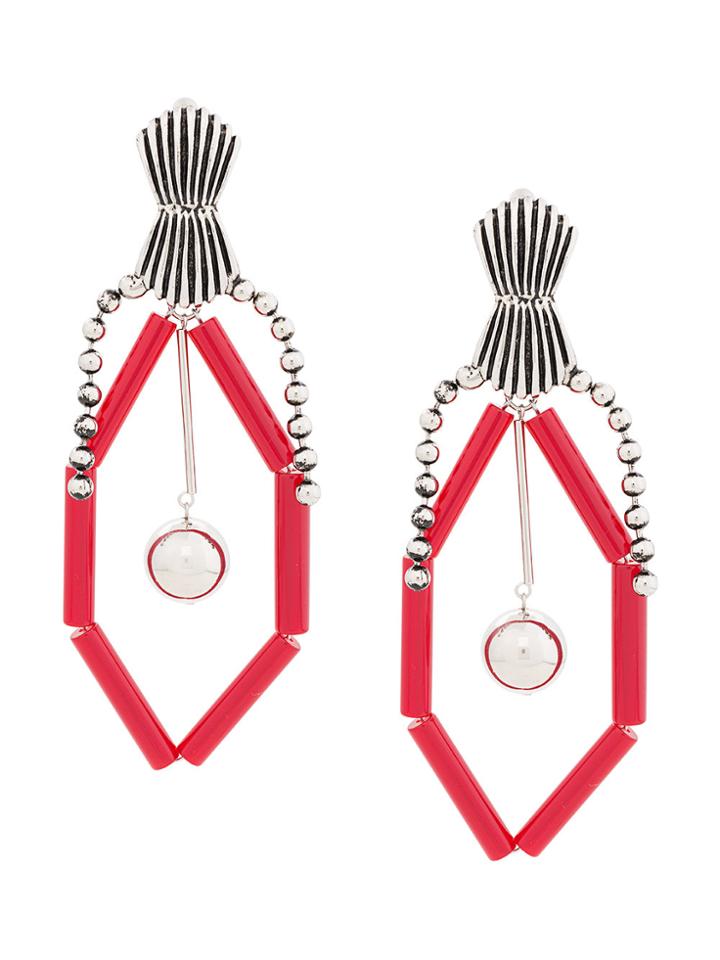 Toga Pulla Beaded Large Earrings - Red