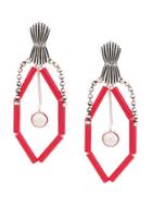Toga Pulla Beaded Large Earrings - Red