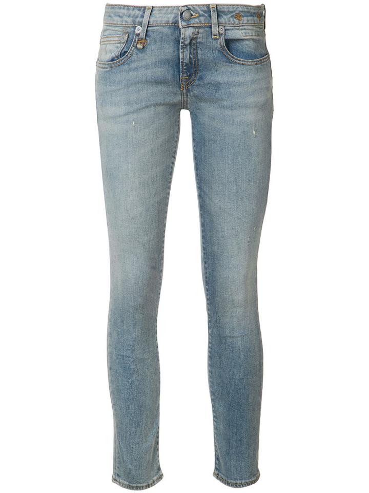 R13 Cropped Skinny Jeans, Women's, Size: 28, Blue, Cotton/spandex/elastane