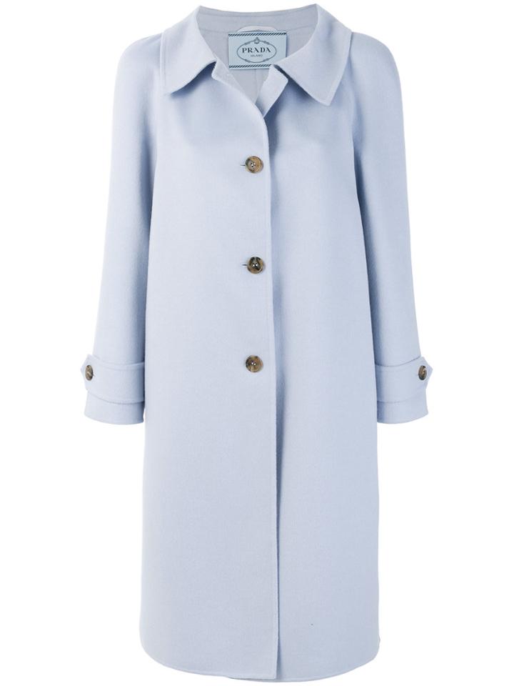 Prada Single-breasted Button Coat - Blue