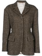 Zanini Fitted Herringbone Blazer - Brown