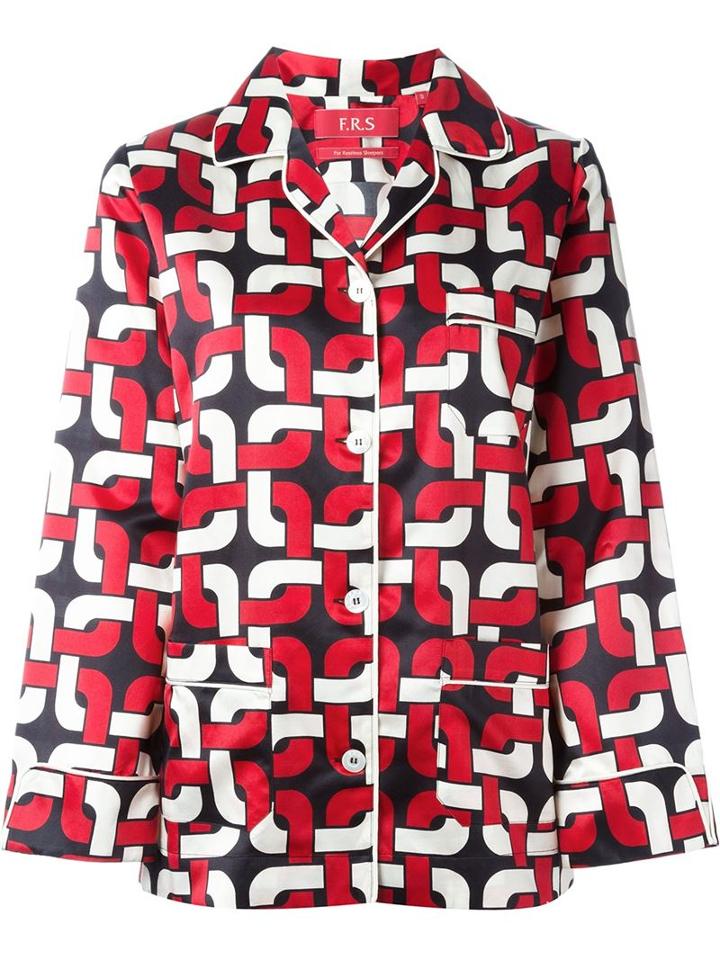 For Restless Sleepers Geometric Print Pyjama Top