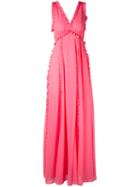 Msgm - Frill Trim Maxi Dress - Women - Polyester - 40, Pink/purple, Polyester