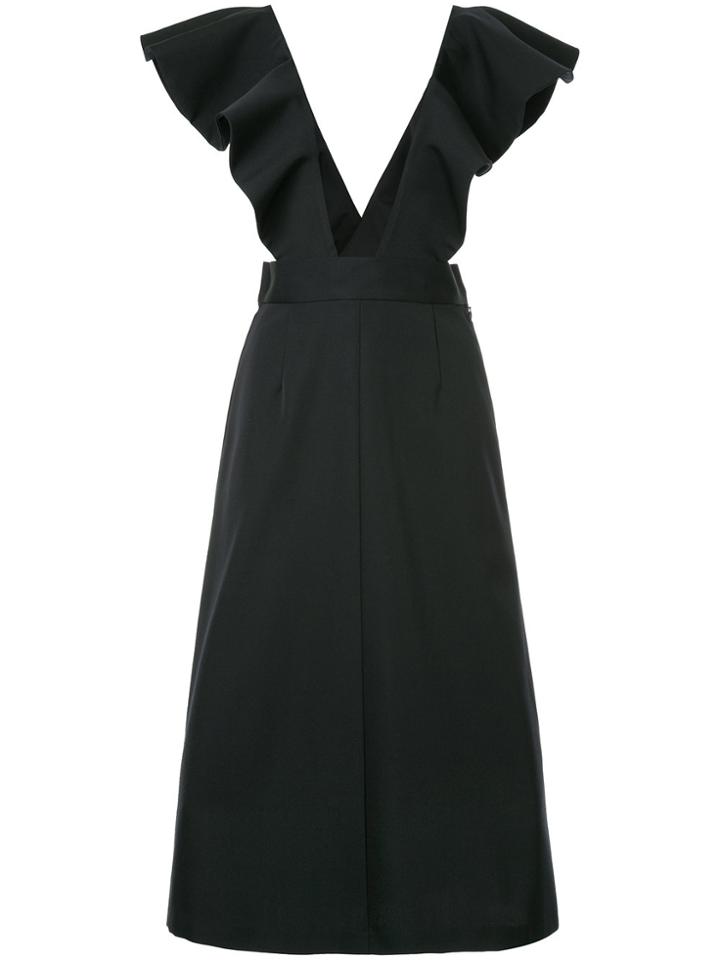 Irene Ruffle-trim Midi Dress - Blue
