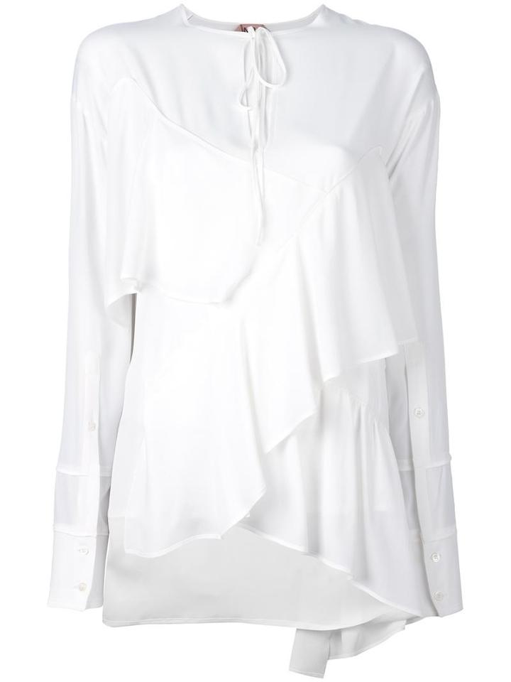 No21 Layered Blouse, Women's, Size: 38, White, Acetate/silk