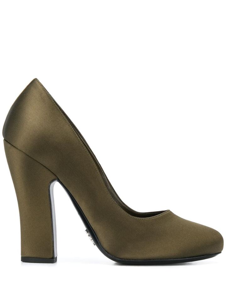 Prada Satin Pumps - Green