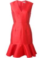 Carven Peplum Hem Dress, Women's, Size: 38, Red, Polyester/silk/acetate
