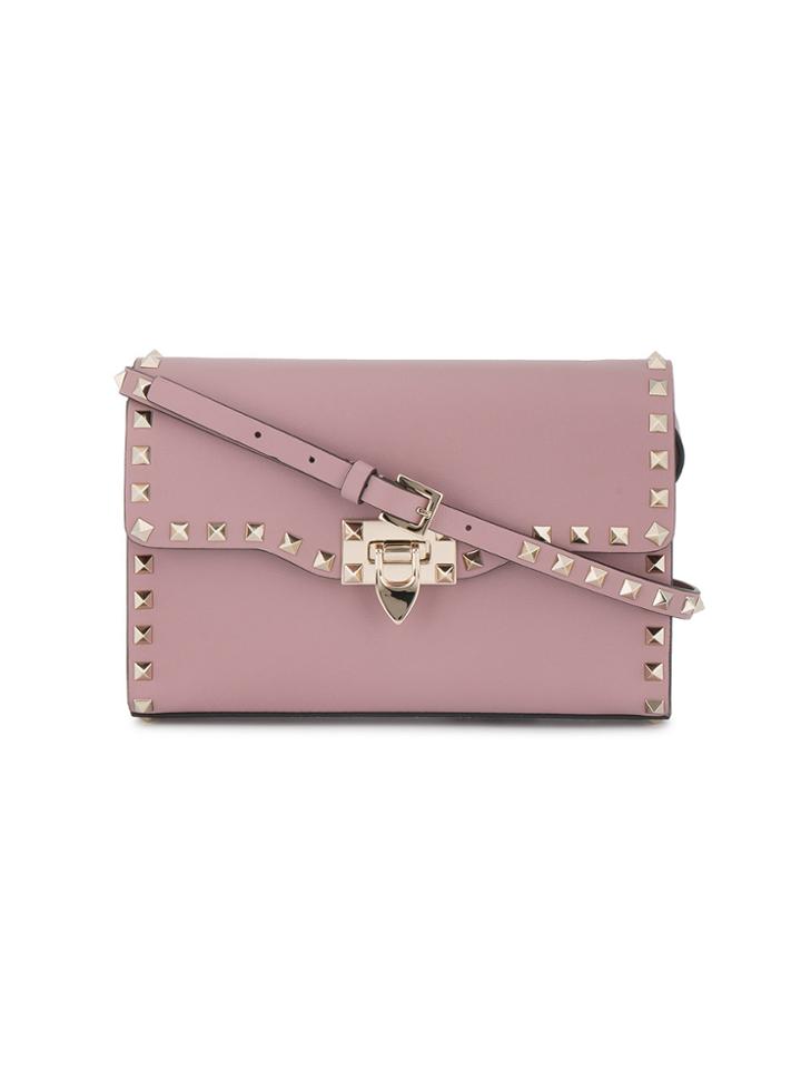 Valentino Medium Pink Leather Rockstud Cross Body Bag - Pink & Purple