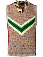 Prada Intarsia Knit Pullover, Men's, Size: 48, Brown, Virgin Wool