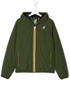 K Way Kids Logo Hooded Jacket - Green