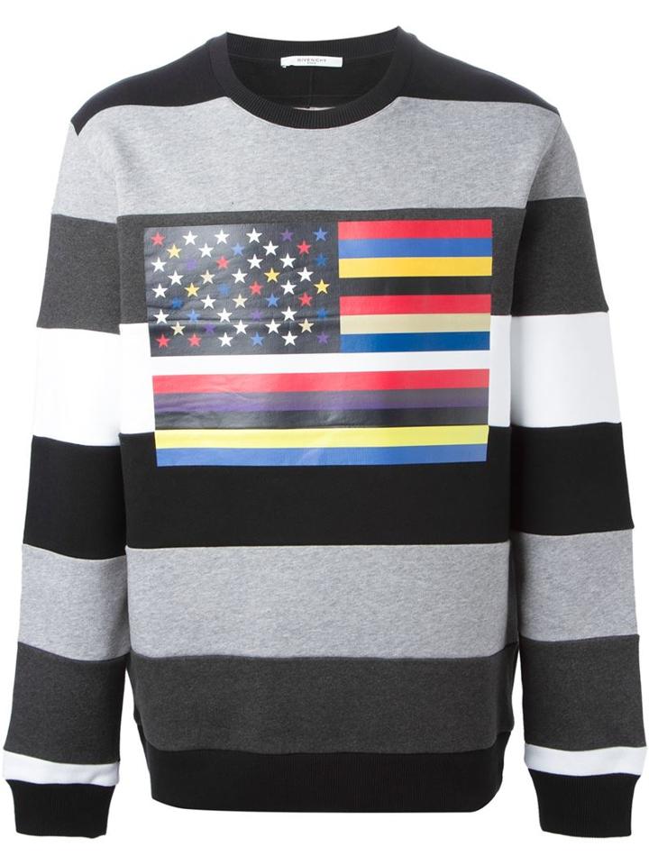 Givenchy Flag Print Sweatshirt, Men's, Size: 4xl, Black, Cotton