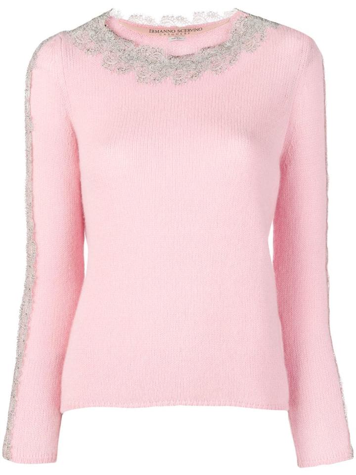 Ermanno Scervino Embellished Neck Jumper - Pink & Purple