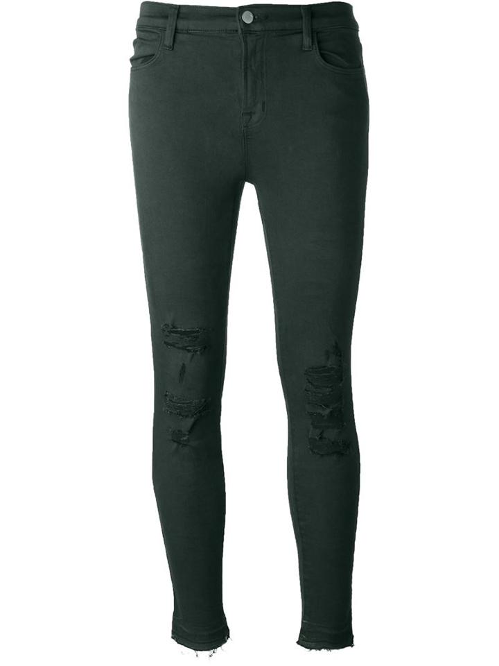 J Brand Distressed Skinny Jeans, Women's, Size: 29, Green, Cotton/polyester/spandex/elastane