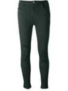 J Brand Distressed Skinny Jeans, Women's, Size: 29, Green, Cotton/polyester/spandex/elastane