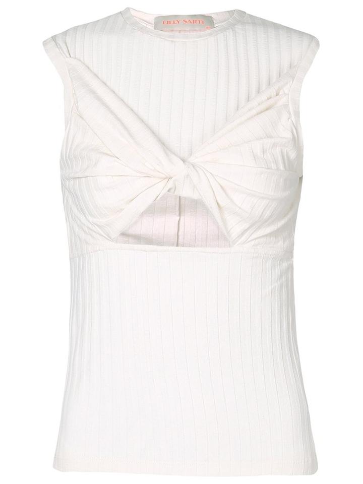 Lilly Sarti Central Twist Top, Women's, Size: 40, White, Cotton/elastodiene