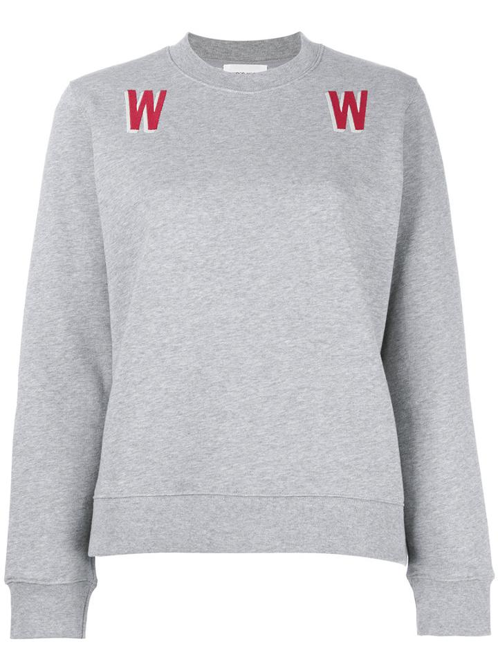 Wood Wood 'w' Print Sweatshirt, Women's, Size: Large, Grey, Cotton