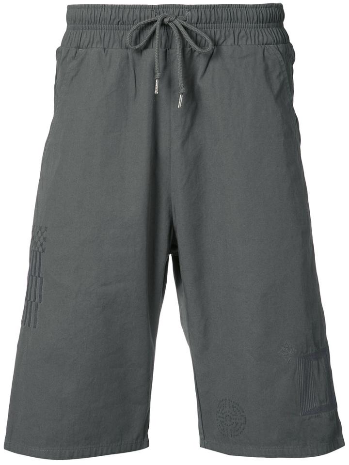 John Elliott - Embroidered Shorts - Men - Cotton - L, Grey, Cotton