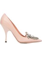 Rochas Embellished Pumps, Women's, Size: 37, Pink/purple, Leather/crystal