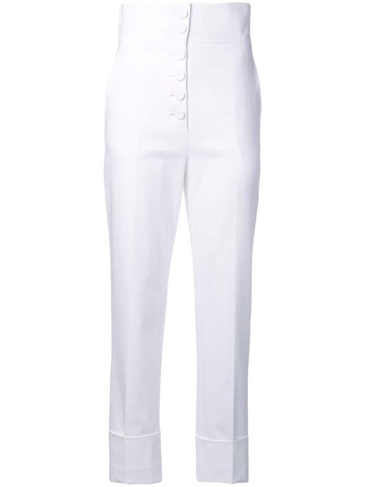 Sara Battaglia High-waisted Cropped Trousers - White