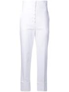 Sara Battaglia High-waisted Cropped Trousers - White