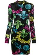 Versace Jeans Couture Baroque Print Mini Dress - Black