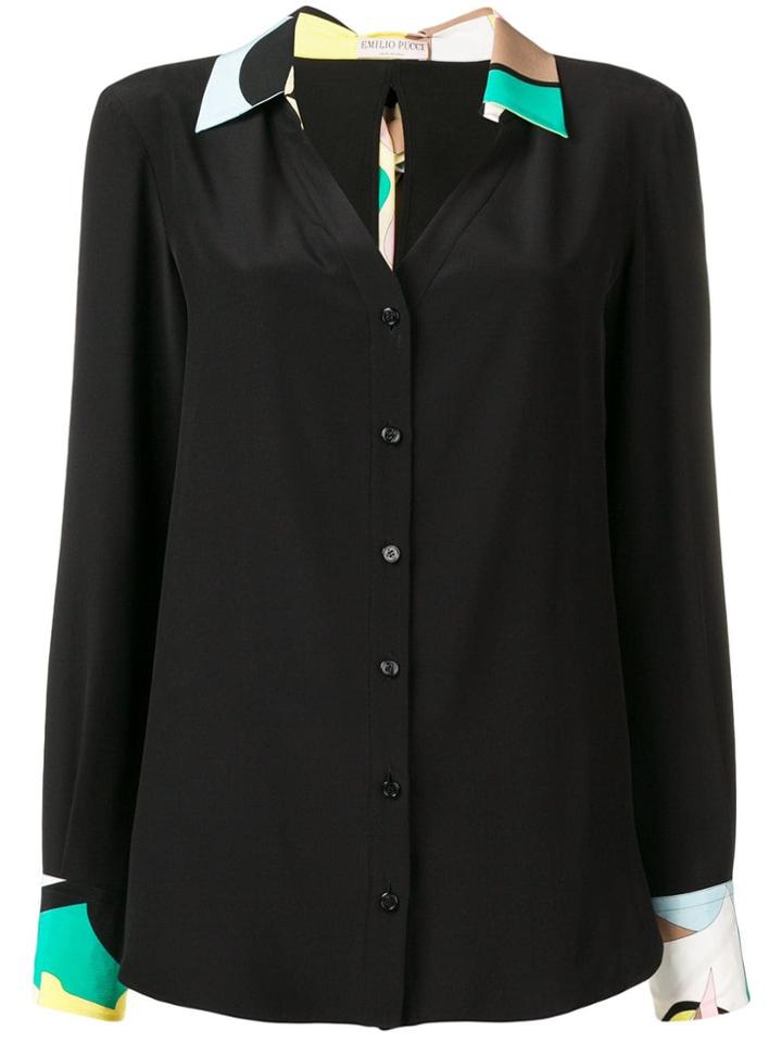 Emilio Pucci Silk Collared Shirt With Sash Ties - Black