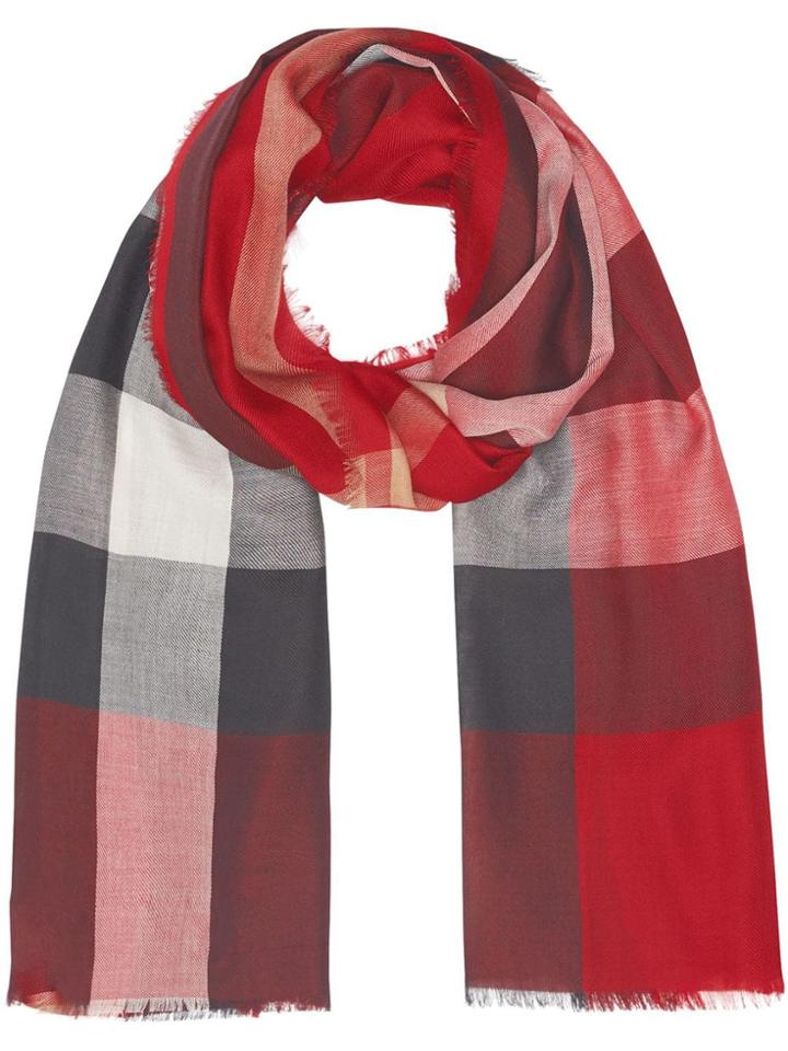 Burberry Lightweight Check Cashmere Scarf - Red