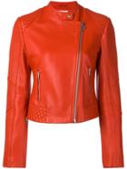 Pinko Fitted Leather Jacket - Red