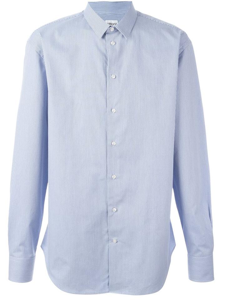 Armani Collezioni Micro Print Shirt, Men's, Size: 38, Blue, Cotton