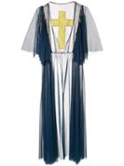 Tu Es Mon Trésor Cross Patch Mesh Dress - Blue
