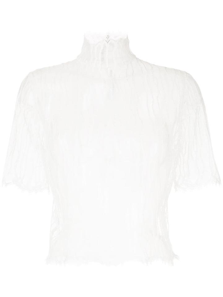 Filles A Papa Short-sleeve Mesh Top - White