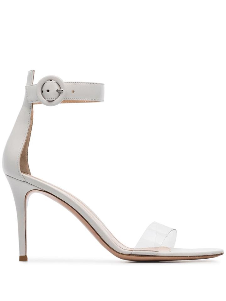Gianvito Rossi White Portofino 85 Pvc And Leather Sandals