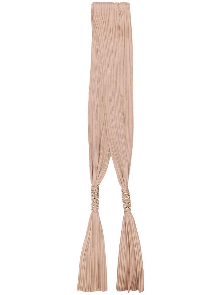 Max Mara Knot-detail Pleated Scarf - Brown