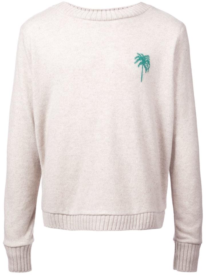 The Elder Statesman Palm Tree Regular Sweater - White