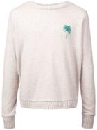 The Elder Statesman Palm Tree Regular Sweater - White