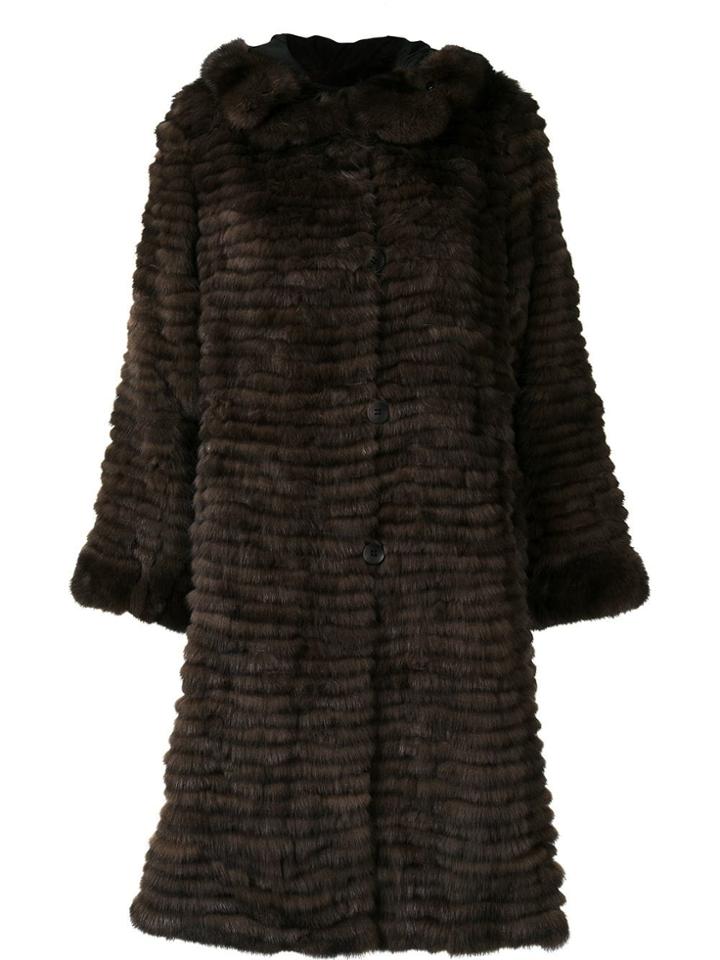 Liska Felia Trimmed Long Coat - Brown