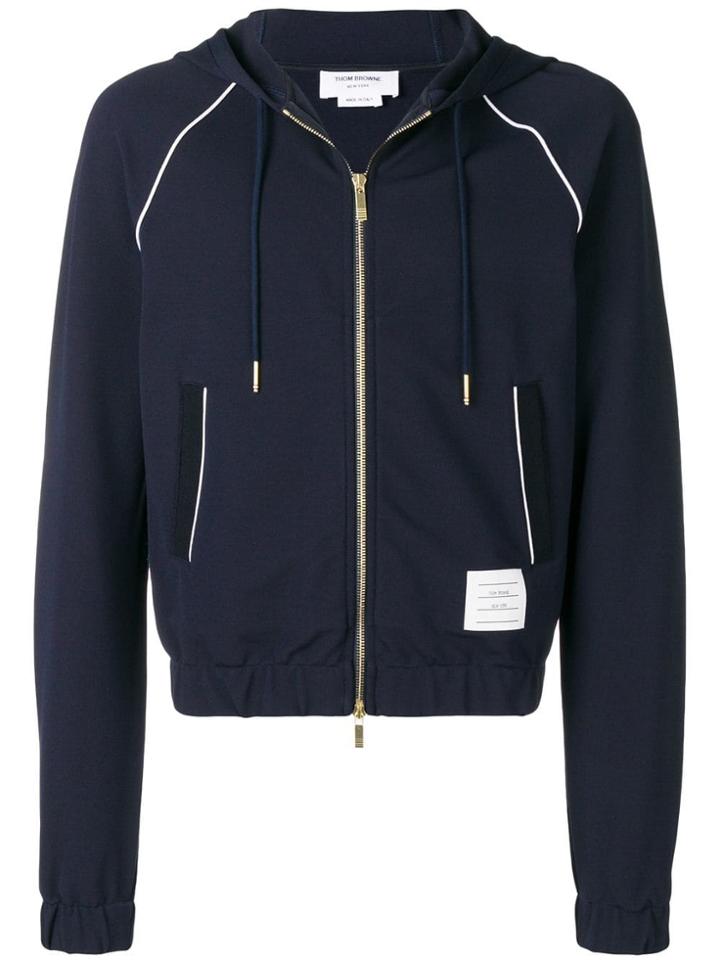 Thom Browne Double-knit Tech Zip-up Hoodie - Blue