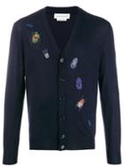 Alexander Mcqueen Insect Embroidery Cardigan - Blue