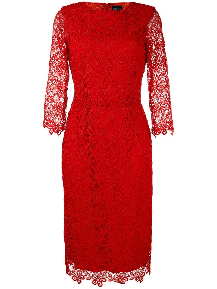 Ermanno Ermanno - Fitted Dress - Women - Polyester/viscose - 44, Women's, Red, Polyester/viscose