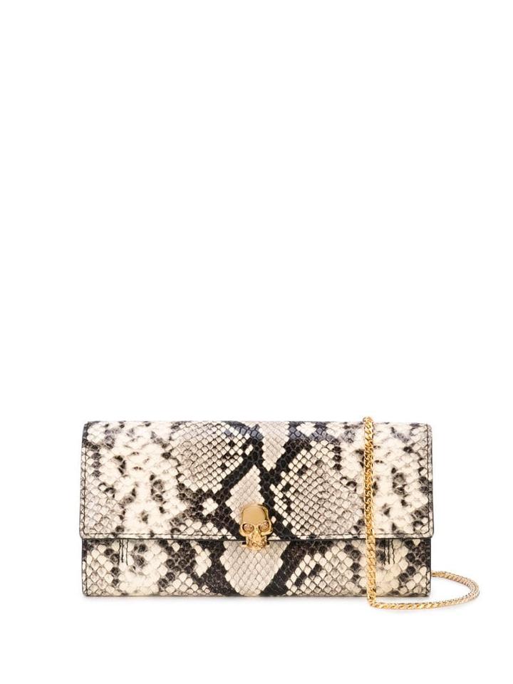 Alexander Mcqueen Snake Print Skull Wallet On Chain - Multicolour